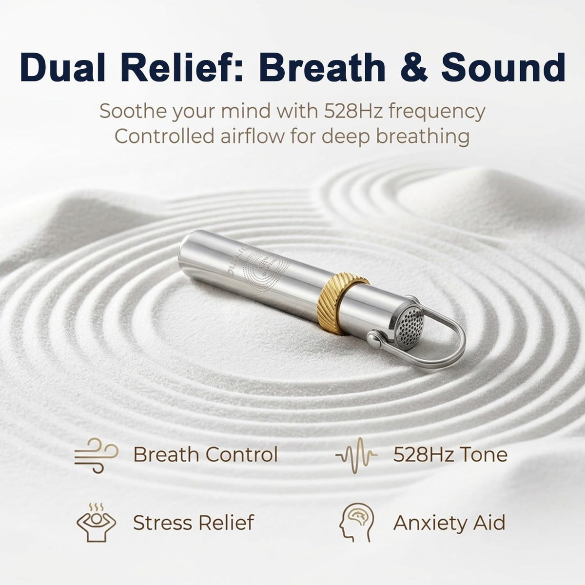 HASTHIP 528Hz Breathing Necklace with Smooth Metal Design for Mindfulness and Daily Use
