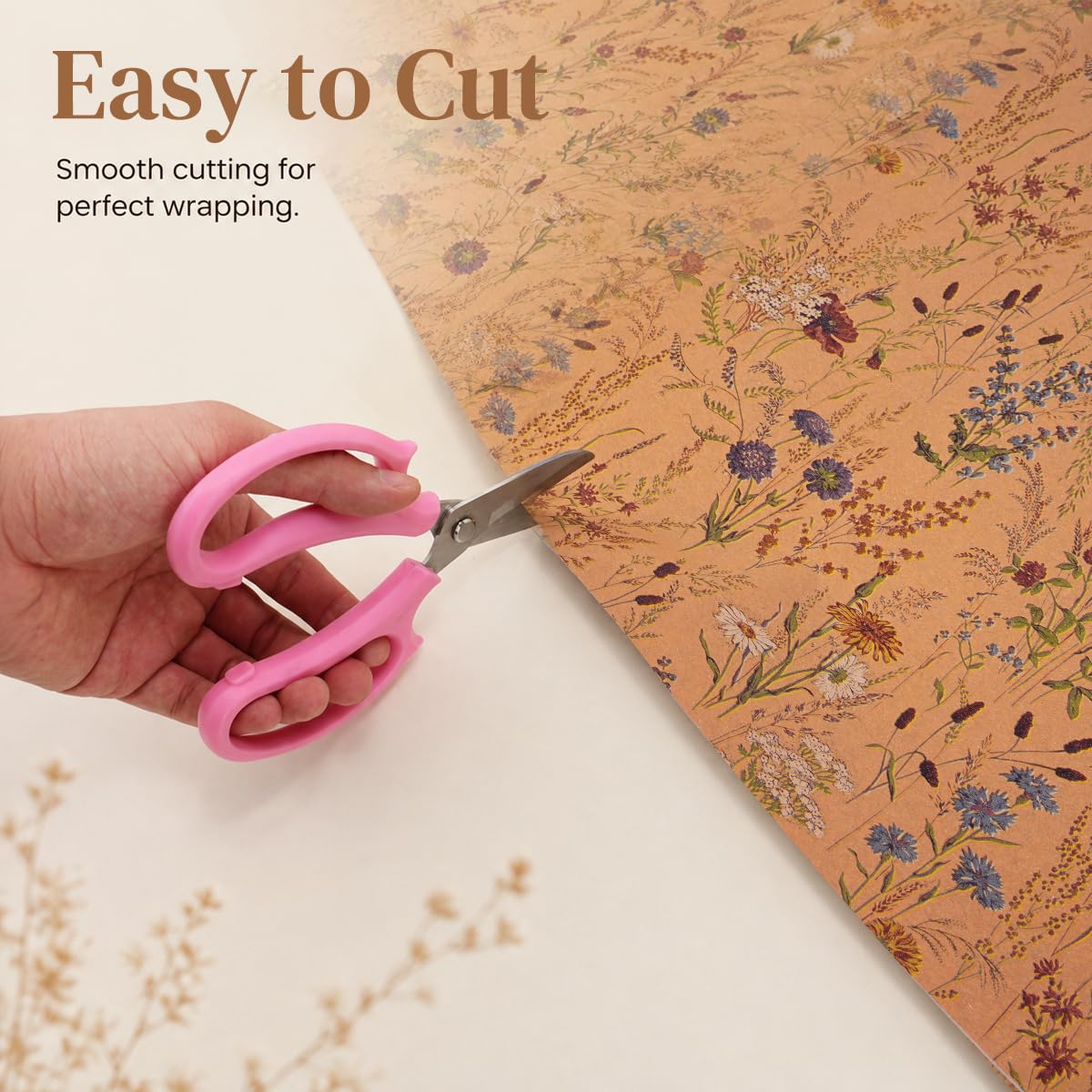 HASTHIP Wild Flower Vintage Floral Matte Wrapping Paper Roll for Gifts and Creative Projects