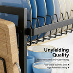 HASTHIP 2-Tier Dish Drying Rack with Removable Drainer Tray and Carbon Steel Frame