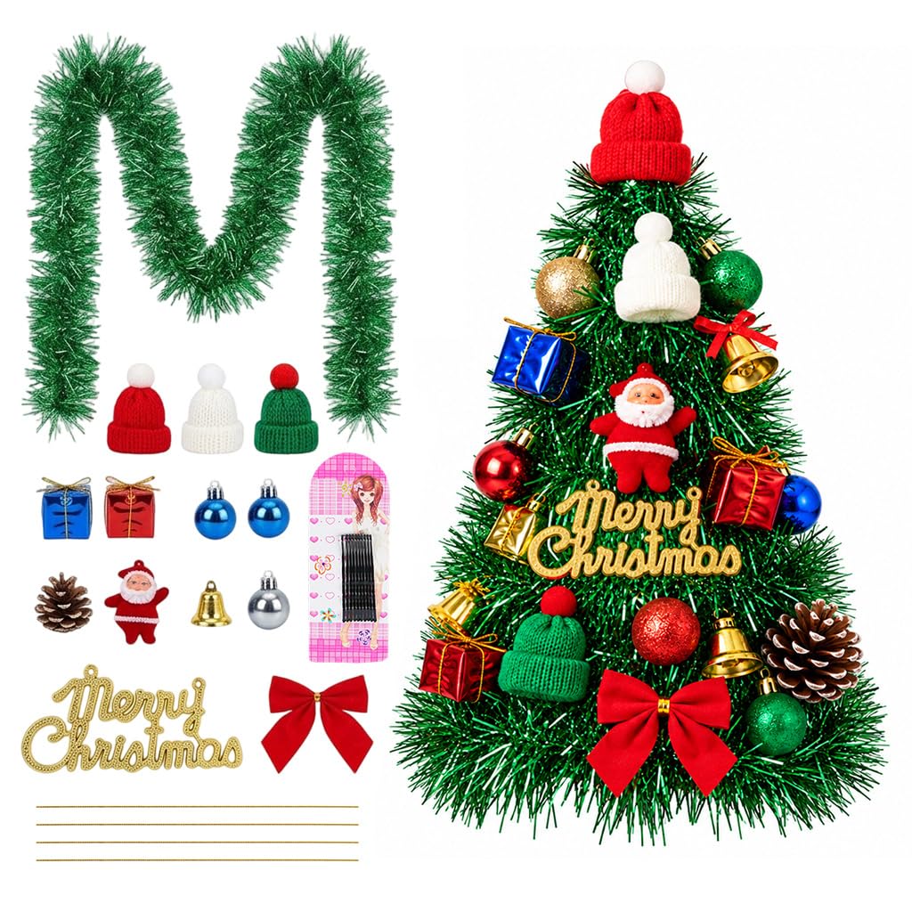 HASTHIP 17-Piece Christmas Ornament Set with Red and Green Glitter and Shatterproof Plastic