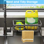 HASTHIP® Sponge Holder for Kitchen Sink, Stainless Steel Sink Caddy with Self Drain Tray, Rustproof Kitchen Sink Organizer Brush Caddy Sponge Rack for Kitchen Accessories, 23x10x12cm
