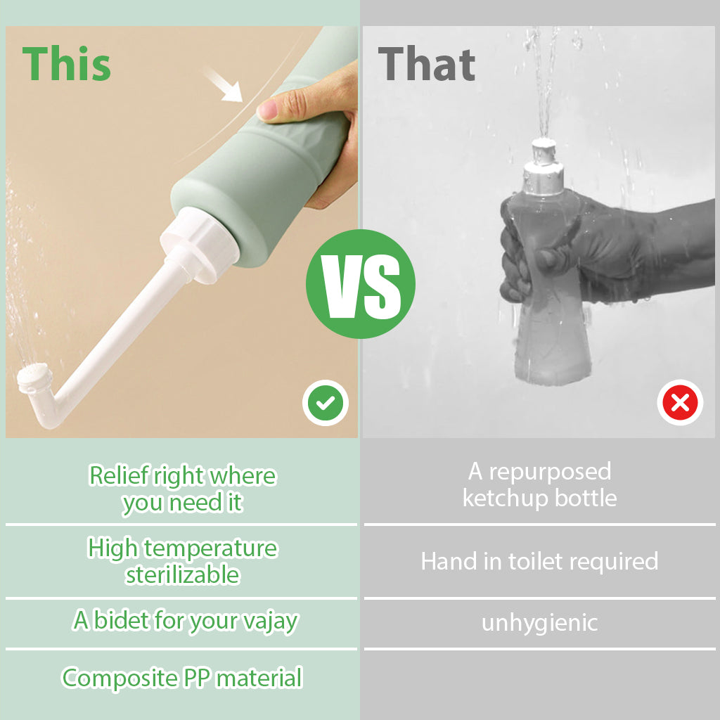 HASTHIP® Peri Bottle, 500ml Portable Travel Bidet with Bag, with 2 Interchangeable Spray Nozzles Travel Bidet with Storage Bag Cleansing Bidet Sprayer for Personal Hygiene Care, Postpartum Perineal