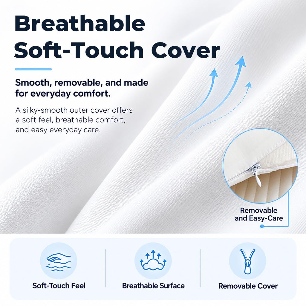 HASTHIP Contoured Memory Foam Cervical Pillow with Dual Adjustable Height for Multiple Sleep Positions