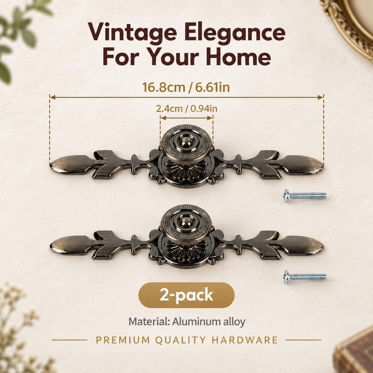HASTHIP 2-Piece Carved Cabinet Pulls in Oil-Rubbed Bronze, Aluminum Alloy with Mounting Screws