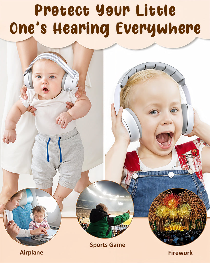 HASTHIP® 2-in-1 Baby Ear Muffs Noise Protection, Adjustable Baby Headphones with Stretchy Band,