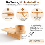 HASTHIP Acacia Wood Couch Tray with 360° Rotating Cup Holder and Sofa-Gap Support Leg