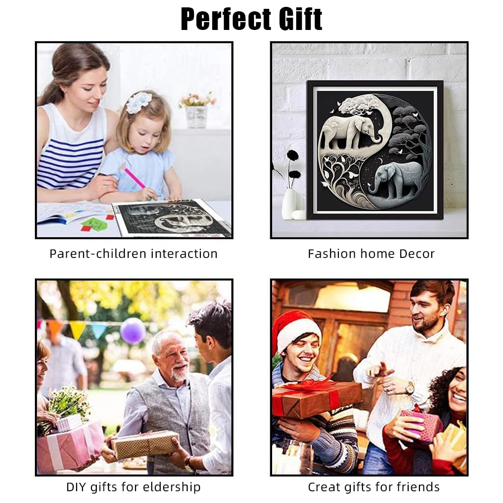 HASTHIP Diamond Painting Kit for DIY Elephant Art 11.8x11.8 in | Relaxing Home Decor Gift