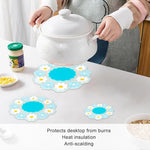HASTHIP® 3-Piece Floral Round Placemats Set, Heat Resistant Non-Slip Waterproof PVC Table Mats for Dining Table Kitchen Decor, Washable Coasters 10/15/20cm