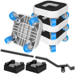 HASTHIP® 4Pcs Furniture Movers Set Lift & Slide Furniture Sliders Moving Dolly Kit with 360° Caster Wheels & Brake, Crowbar & Extension Rod for Sofa, Fridge, Washing Machine & Cabinet Moving