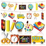 HASTHIP Back to School Supplies for Classroom Decor with 30 Pcs Wooden Charms and 10 m Jute Rope