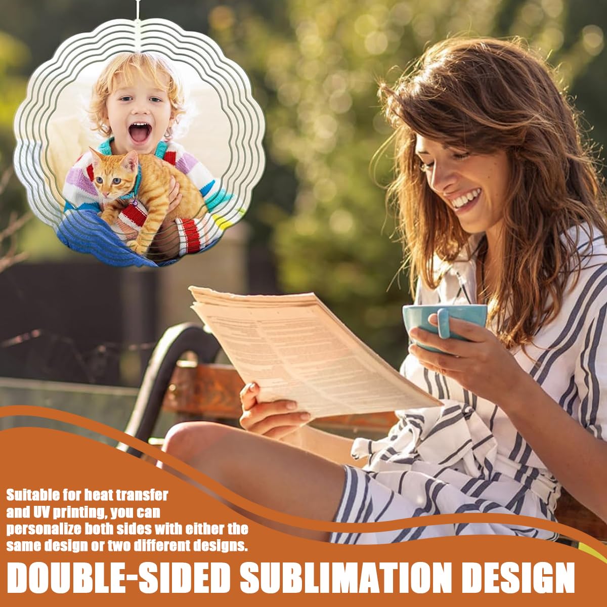 HASTHIP Sublimation Wind Blanks for DIY Gift and Outdoor Garden Decoration 8 inch Aluminum