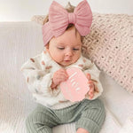 HASTHIP® 3Pcs Hair Bands for Baby Girls 0-24 Months,3-Color Nylon Turban Knotted Pink Bow Baby Girl Hair Bands,Super Soft and Stretchy Headbands for Girl - Accessories