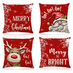 HASTHIP Christmas Cushion Covers for Sofa featuring Hidden Zippers 16x16 in Linen Set of 4