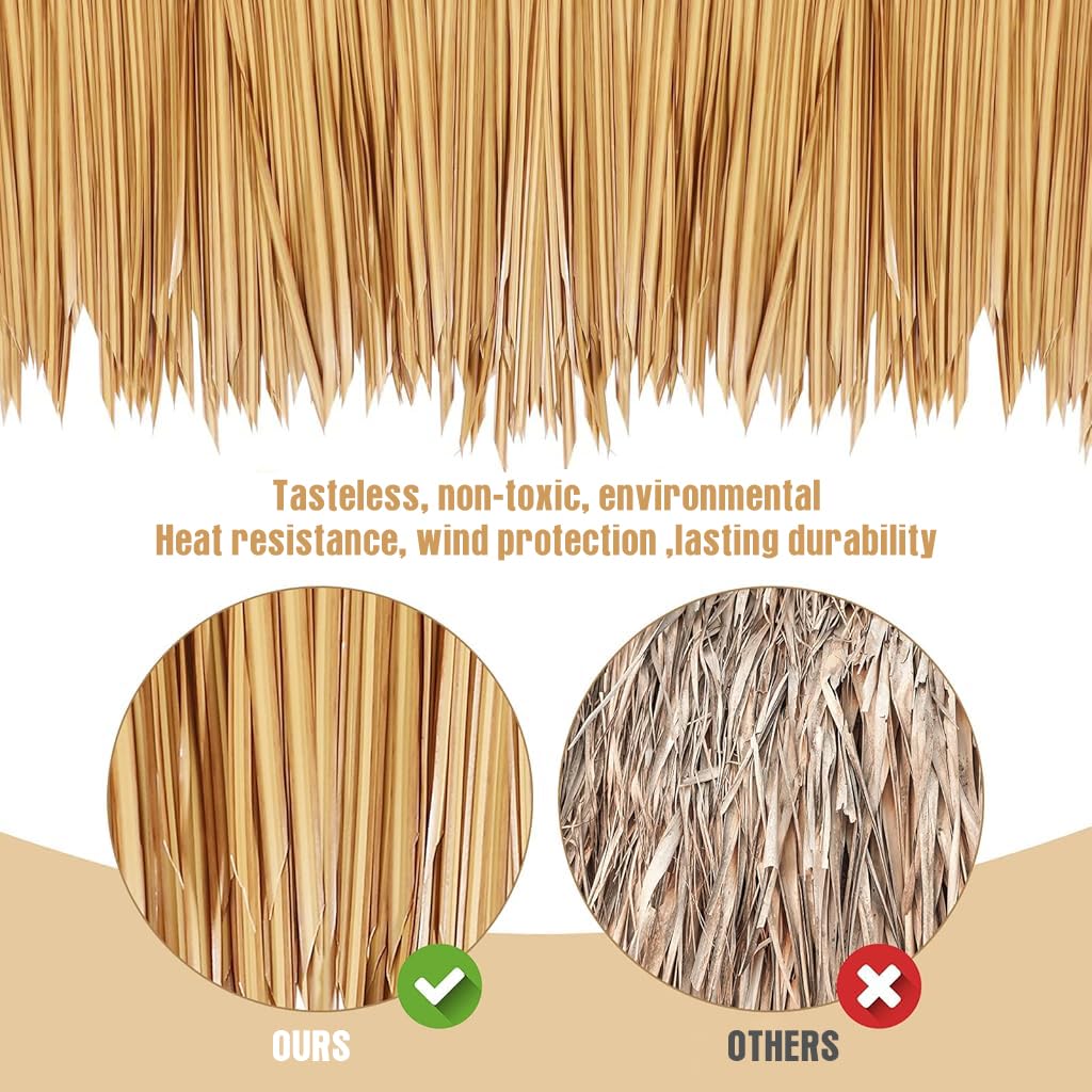 HASTHIP Artificial Thatch Trim for Mexican Tiki Hut Roof 40×100cm 3PCS | Yellowish Hawaii Decor