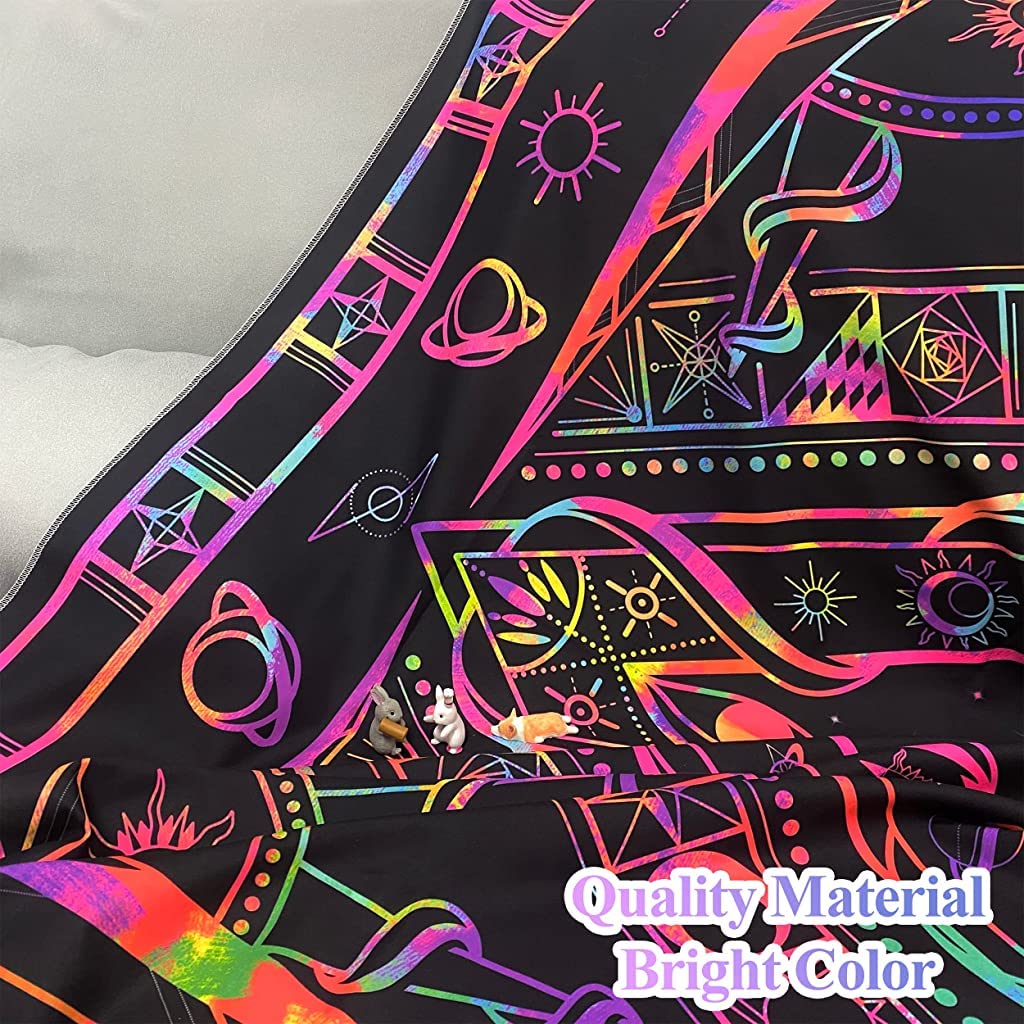 HASTHIP Sun and Moon Tapestry for Wall Decor with UV Light Reactive Glow 51 x 59 in Polyester