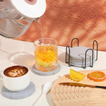 HASTHIP Cup Coasters for Kitchen with Anti Slip Backing featuring 6pcs 3.9 in Grey Design