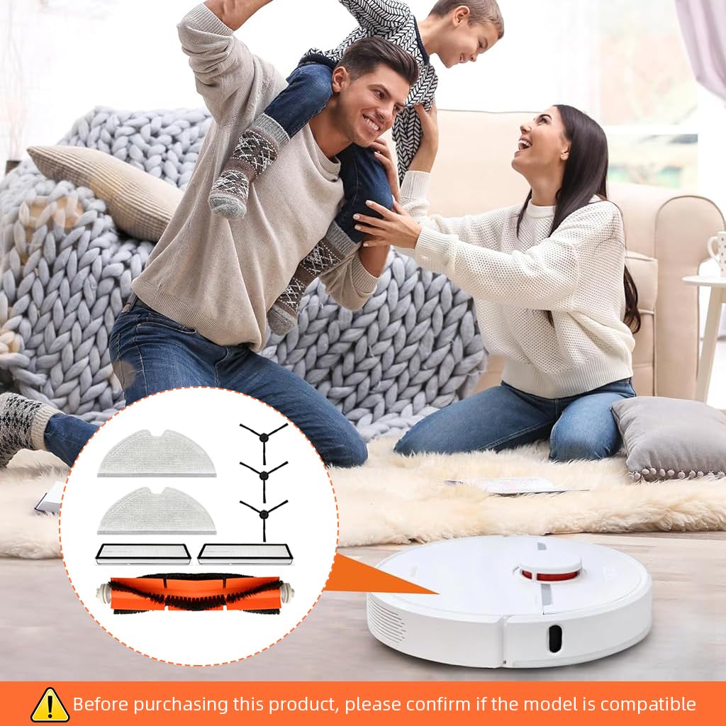 HASTHIP Replacement Vacuum Cleaner Accessories for Dreame D9 D9 Pro L10 Pro | 8 Piece Set with Main Brush Side Brushes Mop Cloth and Filters