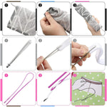 HASTHIP Drawstring Threader Tool Set for Sewing and Clothing Repair featuring 8 pcs stainless steel and plastic tools | includes loop turner hooks tweezers and flexible threader