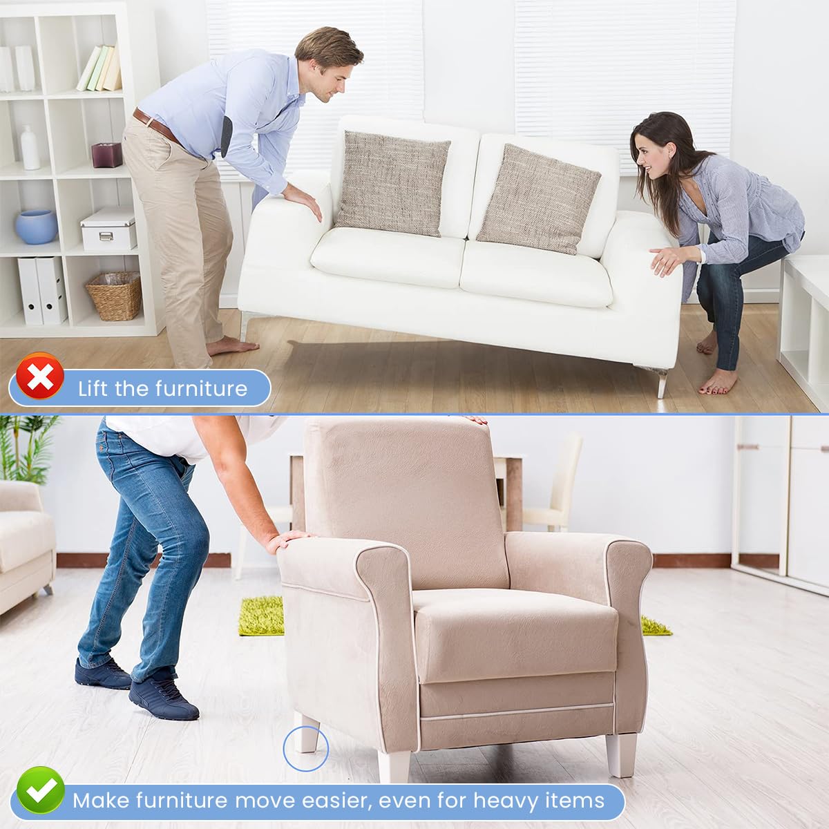 HASTHIP Furniture Pads for Chair Legs 20 pcs with PTFE Nail On Glides 25 mm | Floor Protector for Wooden and Carpeted Surfaces