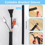 HASTHIP Cable Organizer Kit for Home and Office with 173 pcs and Self Adhesive Clips | PET Cable Sleeves and Ties