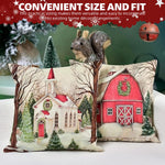 HASTHIP Christmas Pillow Covers for Couch and Bedroom with Hidden Zipper 17.7x17.7 in | Cotton Linen Set of 4