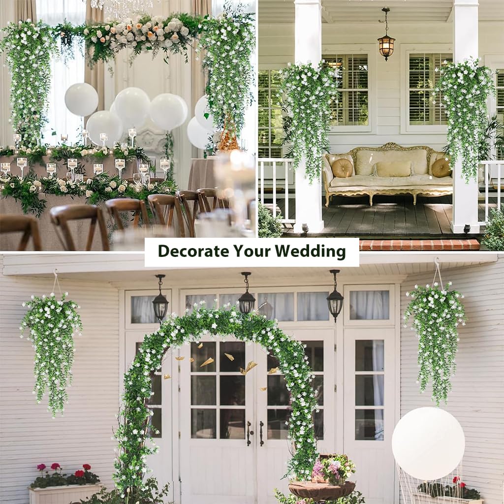 HASTHIP Artificial Hanging Plants for Home Decor featuring UV Resistant Eucalyptus Vines 30.7 in | Easy Care Greenery