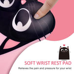 HASTHIP® Alfombrilla de Ratón Ergonómica con Reposamuñecas de Silicona,Superficie Lisa Lycra,Diseño Kawaii Rosa Antideslizante para Oficina y Gaming