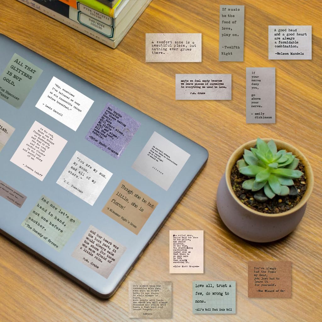HASTHIP Motivational Quote Stickers for Journaling and Scrapbooking with 180 PVC Waterproof Vintage Designs | Ideal for Planners and Laptops
