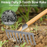 HASTHIP Garden Rake Head for Lawn and Soil Work with 9 Teeth and 37cm Rust‑Resistant Steel