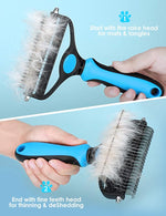 HASTHIP® Dog Brush Dogs Comb, 2 in 1 Deshedding Tool & Dematting Undercoat Rake for Mats & Tangles Removing, Dog Grooming Kit Pet Brush Great for Short to Long Hair Small Large Breed, White