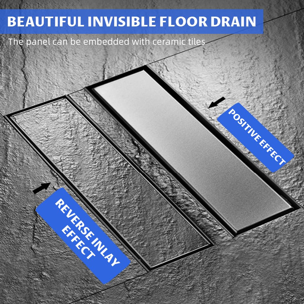 HASTHIP Bathroom Linear Shower Drain 30×8 cm for Modern Showers with Anti Odor System | Stainless Steel Flush Mounted Design