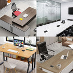 HASTHIP Desk Hole Cap 80x80mm for Office Cable Management with Flip Lid & Brush | Black Aluminium Cover