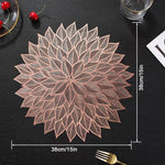 HASTHIP Placemats for Dining Table featuring 15 inch Round Floral Cut Out Design | Gold PVC Set of 6