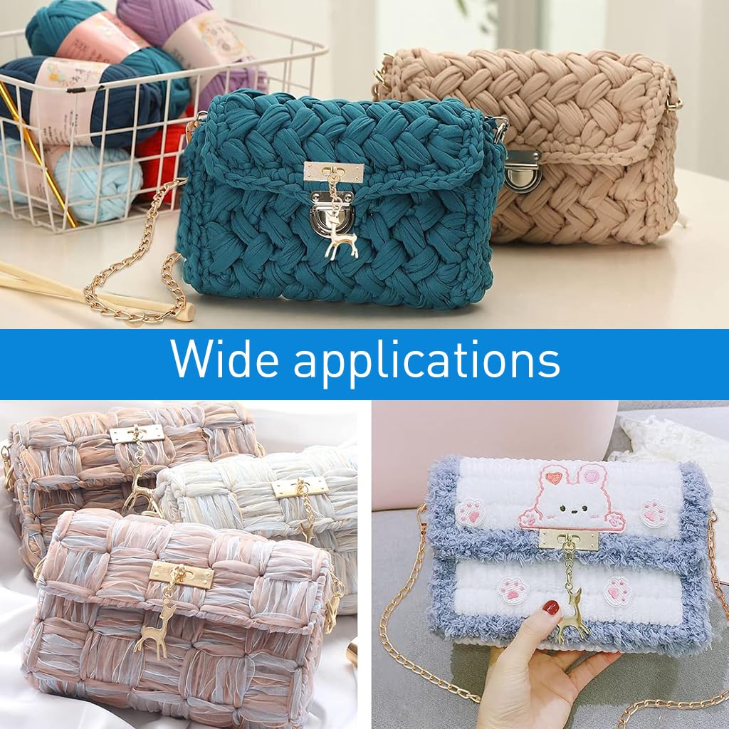 HASTHIP DIY Knitting Crochet Bags Kit for Handmade Shoulder Bag 20 x 13 x 6 cm featuring Plastic Mesh Canvas and Metal Accessories | Ideal Gift for Women