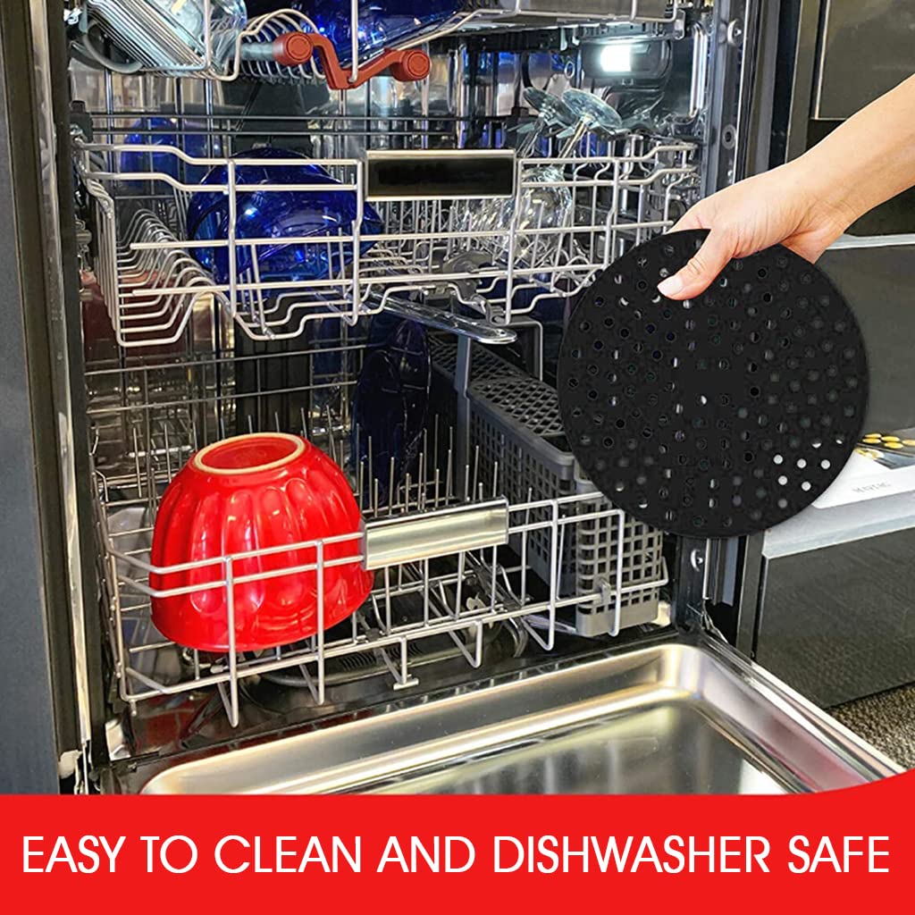 HASTHIP Reusable Silicone Air Fryer Liners for 8 Inch Fryers with Even Heat Holes | 2 Pack Red and Black