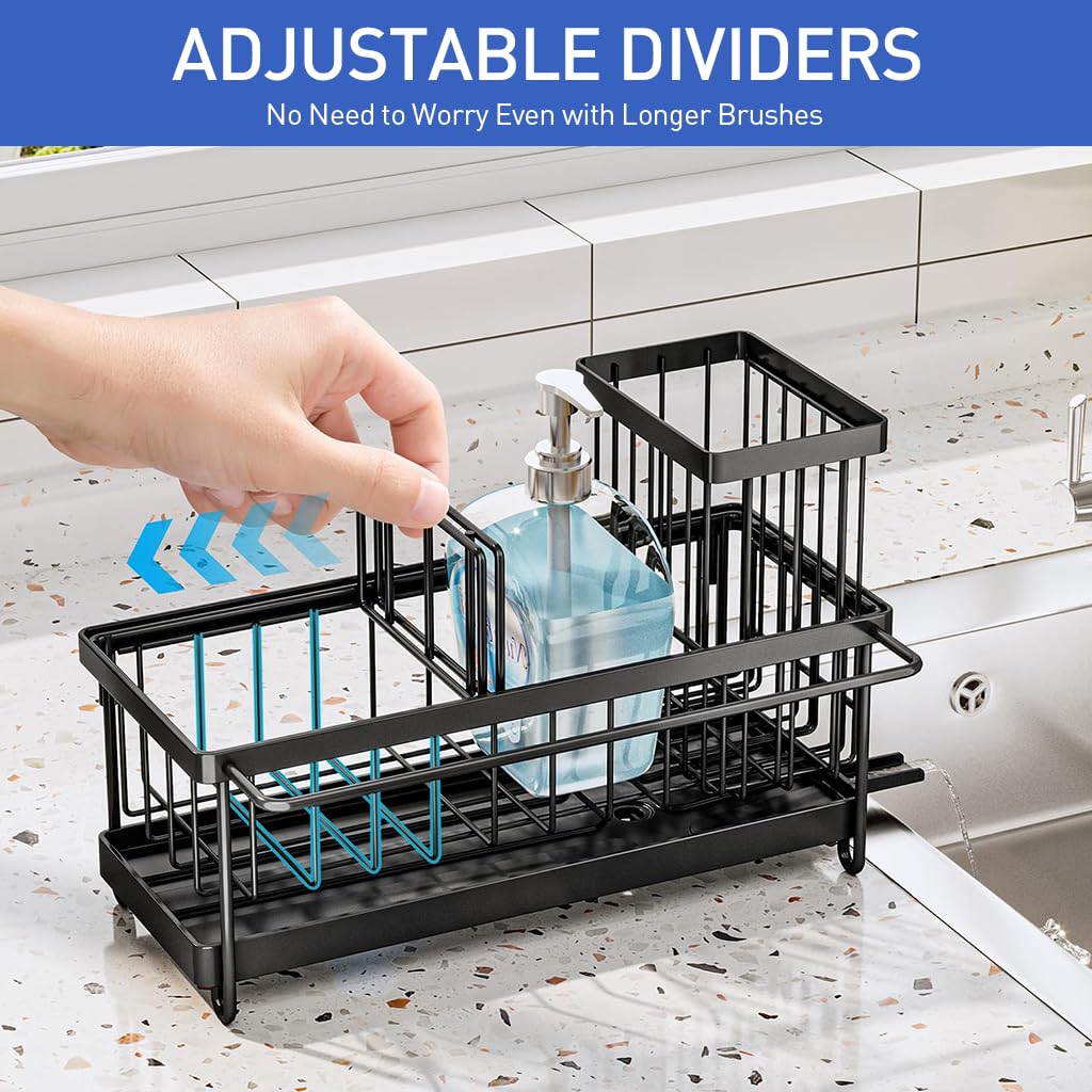 HASTHIP Sink Organizer for Kitchen Countertop with Sponge Holder and No Drill 2PCS Set