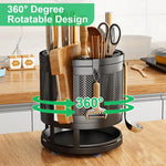 HASTHIP Kitchen Organizer for Tableware and Cutting Boards with 360° Rotatable Design | 23.5x24cm Carbon Steel Rack with 4 Hooks