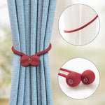 HASTHIP Magnetic Curtain Tiebacks for Home and Office featuring Strong Nickel Magnets | 16in Rope Pack of 2 Red