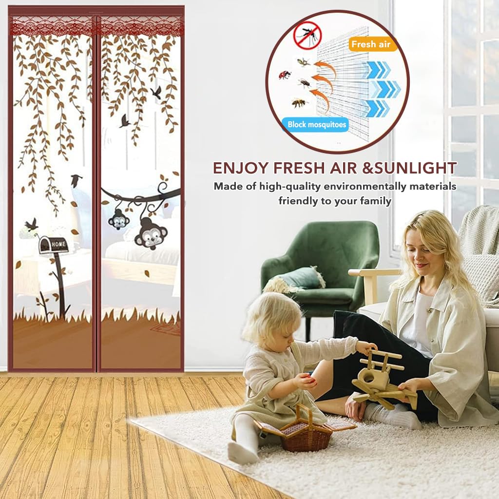 HASTHIP Screen Door Mesh 39.37x82.68 in for Room Partition with Self Sealing Design | Washable Polyester