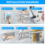 HASTHIP Bath Towel Rack for Bathroom with Double Layer 23.62 in Shelf and Sliding Hooks | 304 Stainless Steel No Drill Wall Mount Organizer
