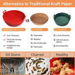 HASTHIP Air Fryer Liners for 4–7QT with Snowflake Grooves and Handy Handles | Red Silicone 8.2 in