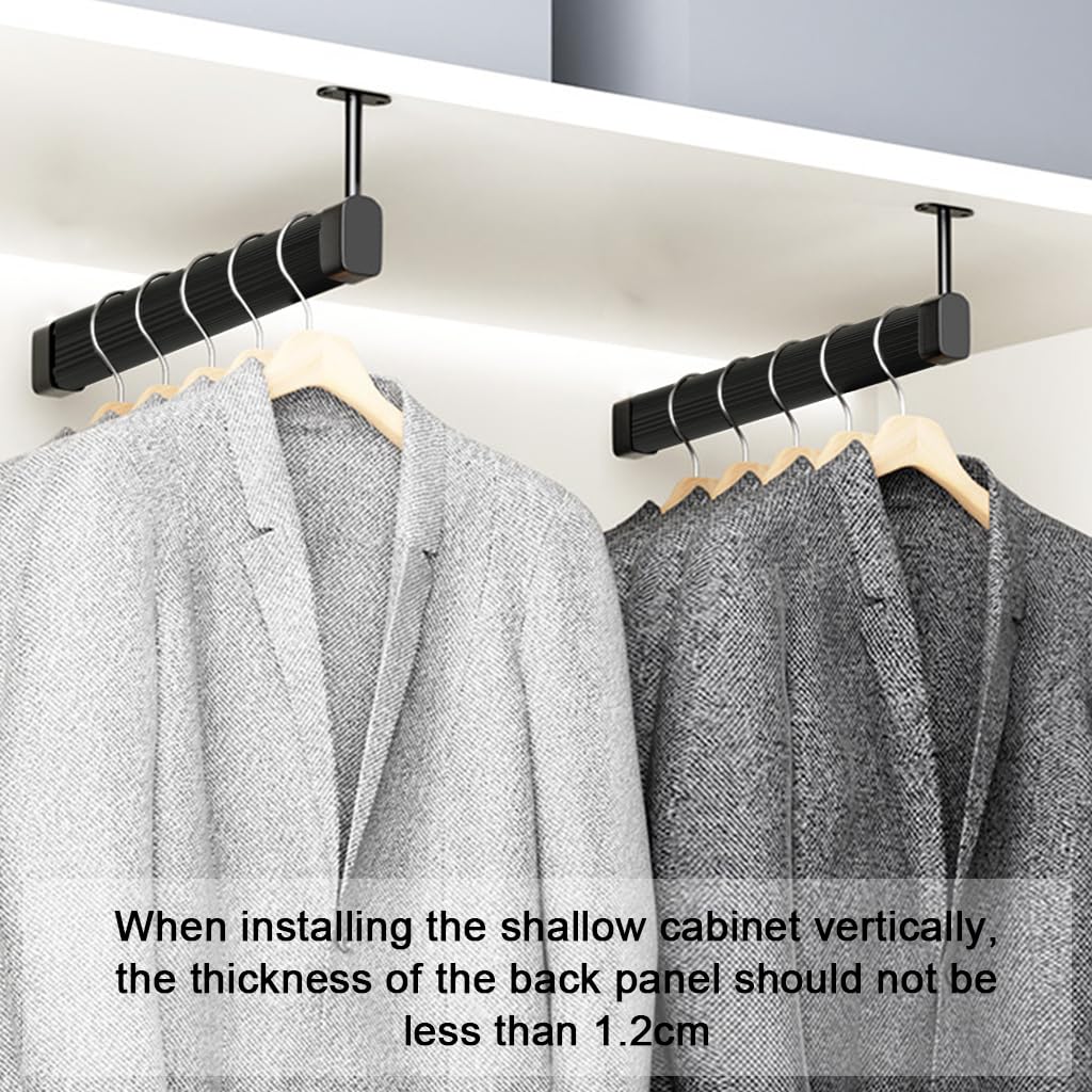 HASTHIP Wardrobe Hanger Rod for Under Shelf Storage with Adjustable Spacing and 11.8 in Aluminum Bar