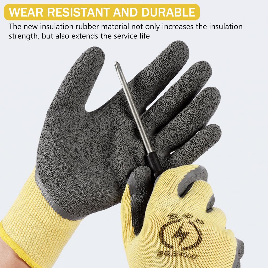 HASTHIP® 400V High Voltage Resistant Electrician Work Gloves with Full Palm Rubberization, Enhanced Dexterity & Comfort
