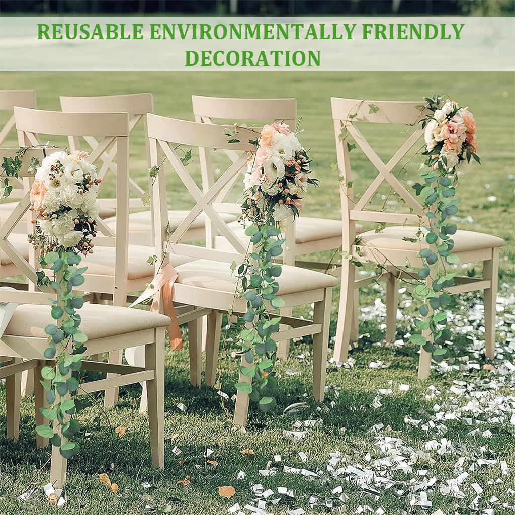 HASTHIP Eucalyptus Garland for Wedding and Home Décor featuring 6 Pack 2.4m Handmade Vines | Realistic Green Leaves
