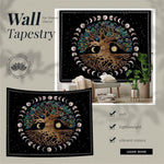 HASTHIP Tree of Life Tapestry for Bedroom with Moon Phases Artwork 51x59 in | Washable Polyester Wall Hanging
