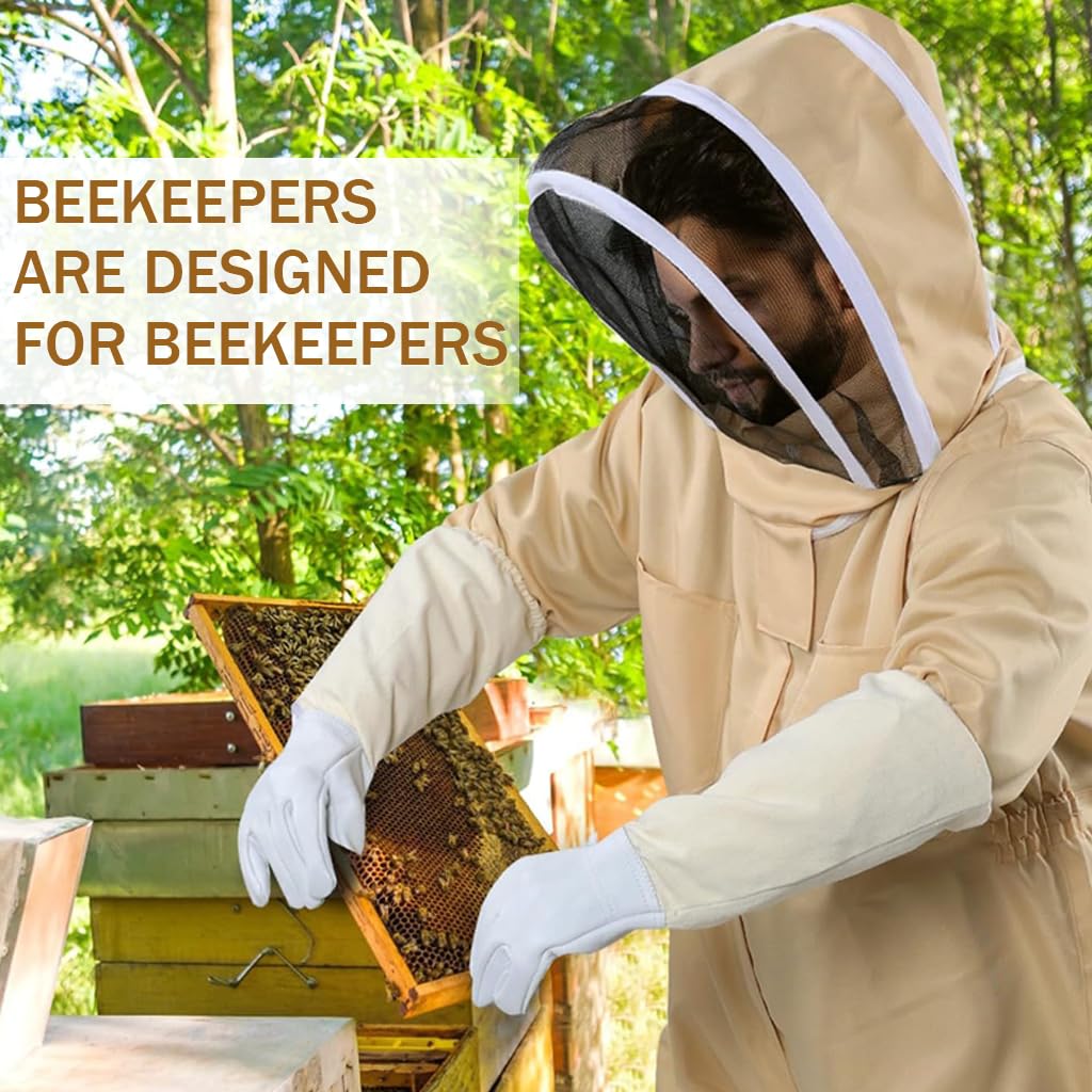 HASTHIP Beekeeping Suit for Men and Women with Mesh Veil Zip Hood & Gloves | XL Protective Workwear