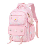 HASTHIP® Girls School Backpack 15.6 Inch, Cute Pink Waterproof Cartoon Bookbag, Oxford Cloth Multi-Compartment Travel Backpack, Birthday Christmas Gift for Schoolgirls