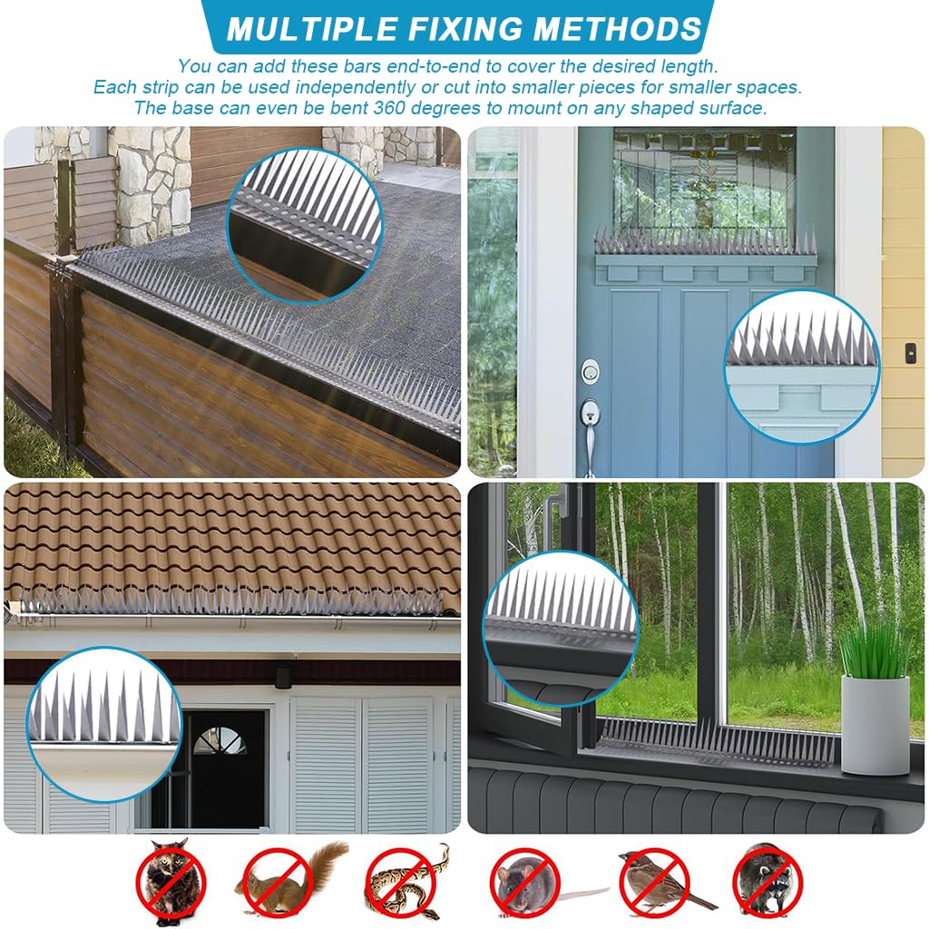 HASTHIP Anti Bird Spike Strips for Pigeons and Cats with Dual Row Design 0.5 m Stainless Steel | Easy Installation