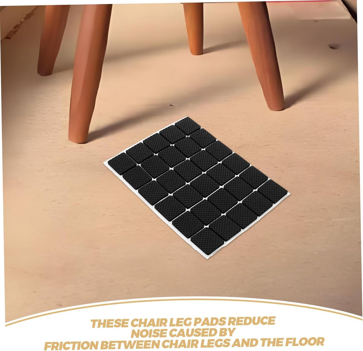 HASTHIP® 30PC Chair Leg Floor Protector, Self Adhesive Non-Slip Square Black Furniture Pads Balance Chair Leg Pads Anti Scratches Reduce Noise for Floor Protection, Hardwood, Tile, Marble