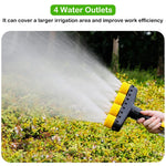 Garden Water Pipe Sprayer 4 Nozzle Irrigation Sprinkler Larger Irrigation Area Garden Sprayer Nozzle with Flow-Adjustment Connector